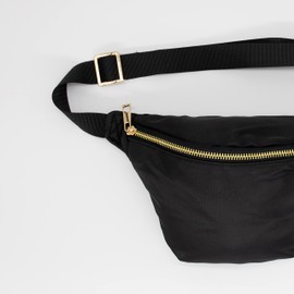 Phlox Collective Nylon Fanny Pack, Fashion Waist Pack Bag, Adjustable Fanny Bag, for Women, Men, and Kids (Black)