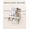 Vlando Makeup Organzier,Vanity Organizer with Drawers, PU Leather Skincare Organizer