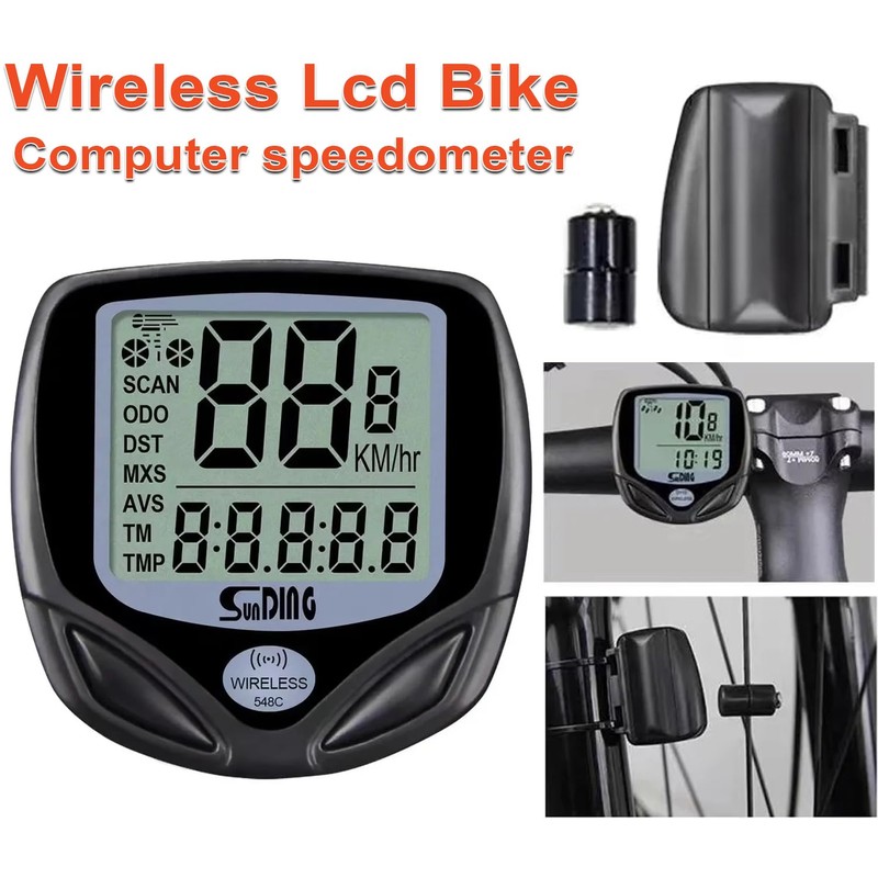 Bike Speedometer – Wireless LCD Bike Computer Speedo Odometer –
