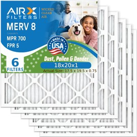 AIRX FILTERS WICKED CLEAN AIR. 18x20x1 Air Filter MERV 8 Electrostatic Pleated Air Conditioner Filter 6 Pack HVAC AC Furnace Filters
