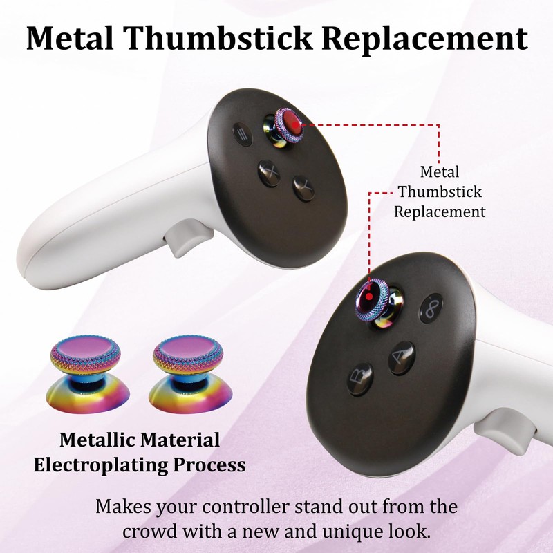 VRbrother 2PCS Metal Thumbsticks Replacement Compatible for Meta Quest3,quest3S,Oculus Quest2,Quest