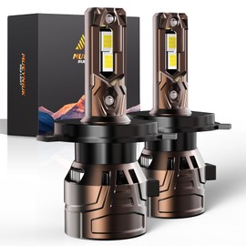 MUEYNIUK Upgraded H4/HB2/9003 Light Bulbs, 36000LM Super Bright 6500K 800% Brighter, Plug and Play Quick Installation, IP68, Long Service Life with Cooling Fan (Pack of 2)