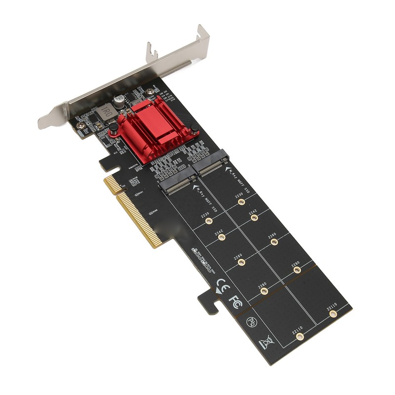 Dual M.2 PCIe NVMe Adapter with PCIe Bifurcation Function SSD
