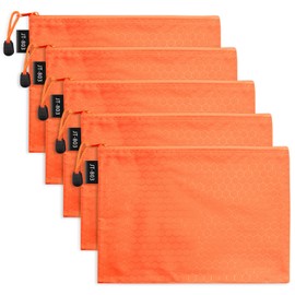 LUHIUMOYA A5 Document Wallet, Waterproof Document Bag with Zip, Bag for Paper, Documents, File, Cosmetics, Homework (Orange)