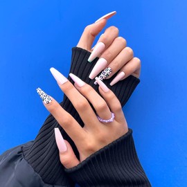 Gold Finger Full Cover False Nails Kit with Glue, Trendy Design, Ready to Wear Gel, Medium, Long, Extra Long Length Nails (Ready to Love)