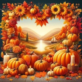 CSZPPQAF 5D Diamond Painting Kits for Adults, Autumn Pumpkin Maple Leaves Diamond Art Kits for Adults Beginner, DIY Full Drill Diamond Dots Gem Art for Home Decor 13.7x13.7 Inch