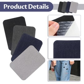 12PCS Iron on Patches, Iron Patches for Clothing Repair Patch Iron-On Mending Fabrics Premium Quality Fabric Patch for Clothes Jeans Shirts Pants(3" by -1/4", 4 Color)