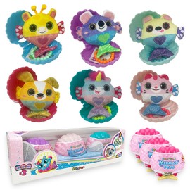 #sbabam Funny Box Doki Doki Mermaid Pets, Conchiglie Con Peluche e Accessori Inclusi, 3 Pezzi, Animali Giocattolo per Bambini Con Pupazzi Sirena e Braccialetto Bambina, Peluches per Regalo Bambina