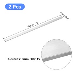 sourcing map Square Aluminum Flat Bar, 2Pcs 1/8" Thick 0.4" Width 12" Length Square Aluminum Bar 6061 Aluminum Flat Plate, 3 x 10 x 305mm T6511 Solid New Mill Stock For Industrial Building