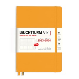 LEUCHTTURM1917 367555 Academic Weekly Planner Medium (A5) 2024, 18 Months, Rising Sun, English