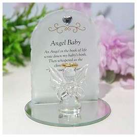 Thoughts of you Memorial Glass Angel Baby Ornament with Verse
