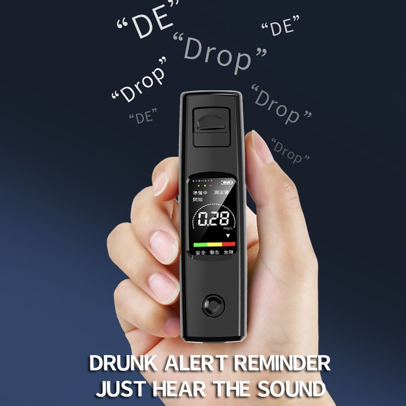 Black Portable Breathalyzer Professional Noncontact High Accuracy Alcohol Tester Rechargeable