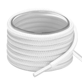 YOLCAR White Round Shoe Laces, Polyester with Reinforced Tips, Ideal for Various Footwear and Accessories, 120cm/47inch