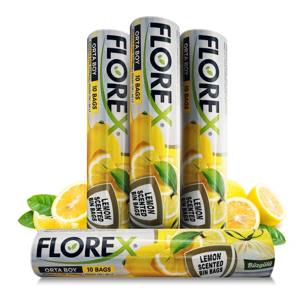 60 Liters Lemon Scented Bin Bags, 65 x 70cm with