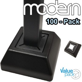 Modern Flat Shoes for 1/2" Iron Balusters (Contractor 100-Pack) Stair Railing Parts for Square Metal Scroll Basket Twist Knuckle Spindles NO Set Screw (Real Satin Black NOT Matte)