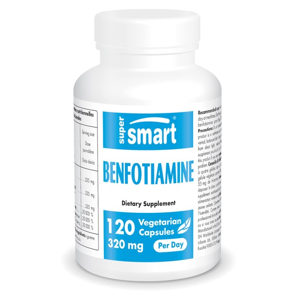 Supersmart - Benfotiamine 80 mg - Source of Vitamin B1 Maintain Healthy Metabolic Function | Non-GMO & Gluten Free - 120 Vegetarian Capsules (Old)