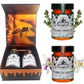 Ellora Farms, Organic Thyme and Orange Blossom Raw Greek Honey, Single Origin Unfiltered Superfood, Includes Wooden Dipper, 1 lb Each, Twin Pack