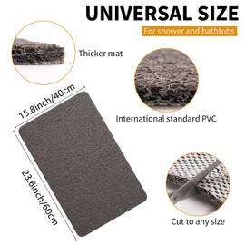 Shower Mat Non Slip PVC Bath Mat for Inside Shower,Bathroom (40x60cm Grey)
