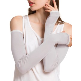 LINOR Women's Silk Arm Cover, UV Protection, Cooling Sensation, Smooth, Beautiful Skin, Keeps White Skin (Gray)