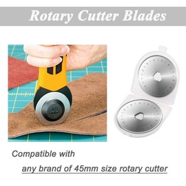 Bestgle 45mm Steel Rotary Cutter Replacement Blades with Scale Fits Fiskars, Olfa, Truecut & Martelli, 10 Pcs