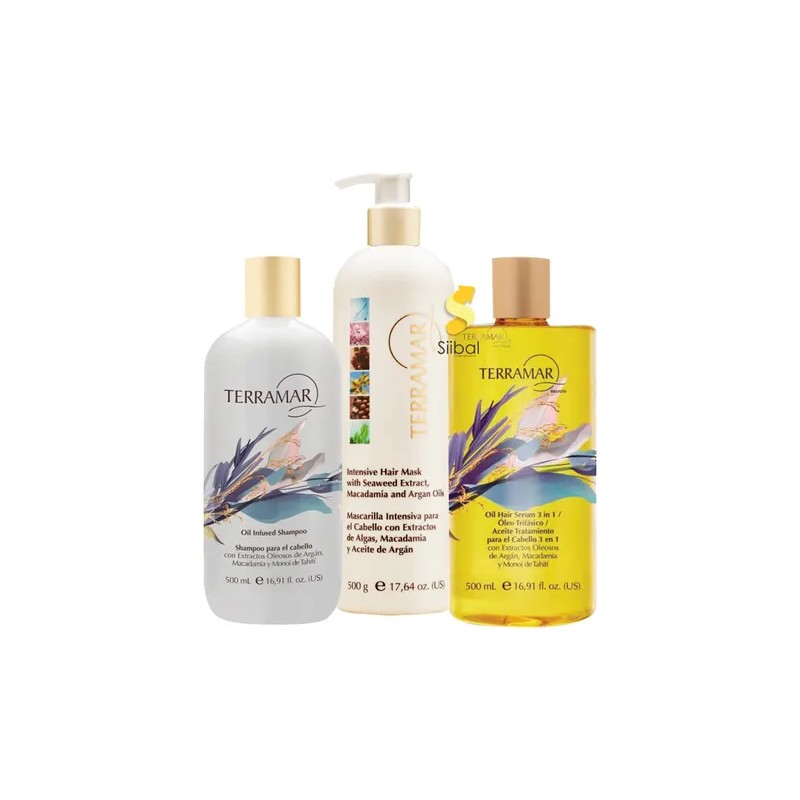 Oleo, Shampoo Y Mascarilla Argán Y Macadamia Terramar 500ml
