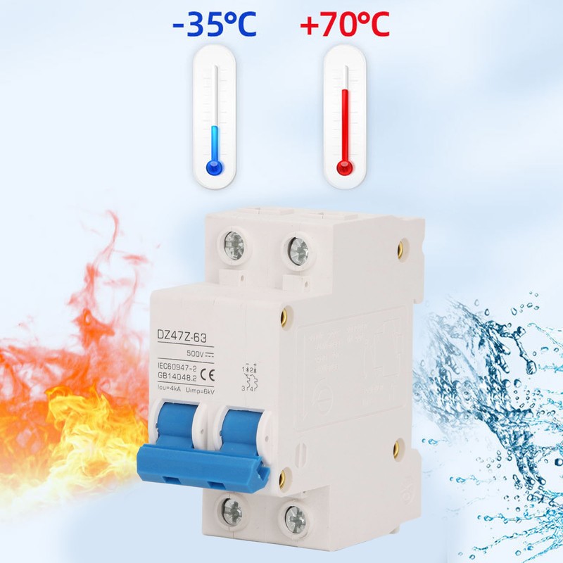 2P Mini DC Circuit Breaker 4kA Icu 6kV Uimp Fast