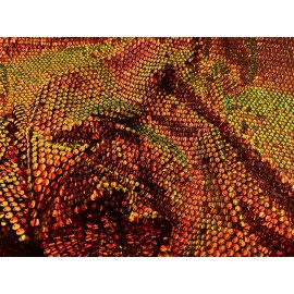 wowfabric4less123 Orange Green Iridescent stretch sequin Lace fabric 50” Width Sold By The Yard
