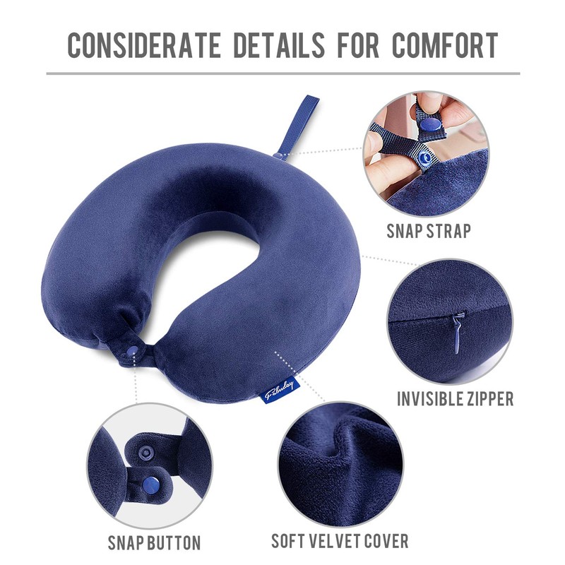 Fabuday Travel Pillow Memory Foam - Head Neck Support Airplane