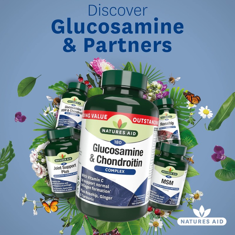 Natures Aid Glucosamine and Chondroitin Complex, with Vitamin C, Rosehip,
