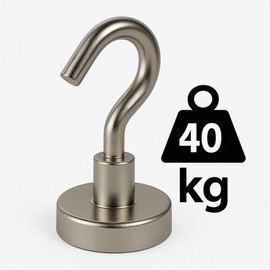 Neodymium Magnetic Hooks (Pack of 6) - 20 mm - Extremely Strong Hold - Professional Organiser for Household and Workshop