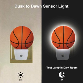 Uanvaha Sports Night Light Basketball Night Lamp for Boys Men Basketball Room Decor American Ball Night Lights Plug into Wall Dusk to Dawn Sensor for Birthday Christmas Gifts