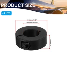 PATIKIL Bore 18mm Single Split Shaft Collar 36mm OD 13mm Thickness, 4 Pack 45#Carbon Steel Locking Collar Clamp Style with Set Screw for Machine Tools Industry, Black