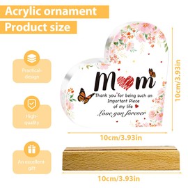 Birthday gift for mum gifts mother daughter gift mum acrylic sign in heart shape acrylic plaque I love you gifts heart-shaped acrylic plaque decoration (for mum)
