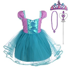 Lito Angels Princess Mermaid Fancy Dress Up Costume for Girls Kids Birthday Party Tulle Skirt with Accessories Age 2-3 Years 108