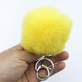 Sqzrpomddy Keychain, Keychain, Cute, Fluffy, Keyring, Hanging Bag, Cute Backpack, Pom Pom, Pendant, Faux Fur Accessory, Dark Yellow