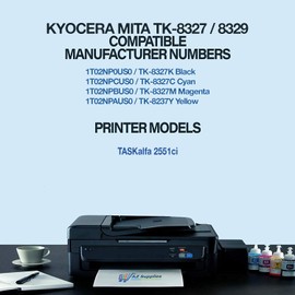 AZ SUPPLIES Compatible Toner Cartridge Replacement for Kyocera TK-8327 TK-8329 1T02NP0US0 1T02NPCUS0 1T02NPBUS0 1T02NPAUS0 TASKalfa 2551ci (Black, Cyan, Magenta, Yellow - 4 Packs)