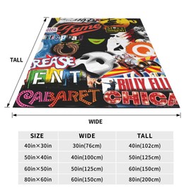 Broadway Movie Musical Blanket Soft Cozy Throw Blanket Flannel Blankets for Bed Car Couch Living Room Travel 50"x40"