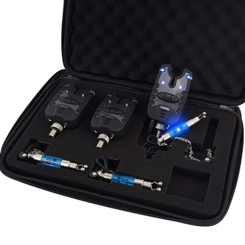 Hirisi Tackle Fishing Bite Alarms and LED Swinger Set Blue