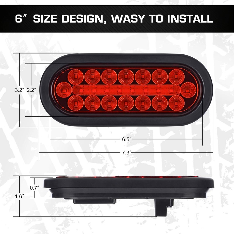 Linkitom 6 Inchs Submersible Oval LED Stop/Turn Trailer Tail Light