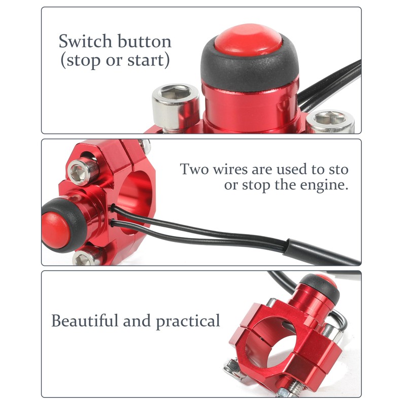 VARGTR CNC Motorcycle Engine Stop Start Kill Switch Button,Car Accessories