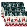Set of 4 Christmas Place Mats, Washable Pixel Style Red