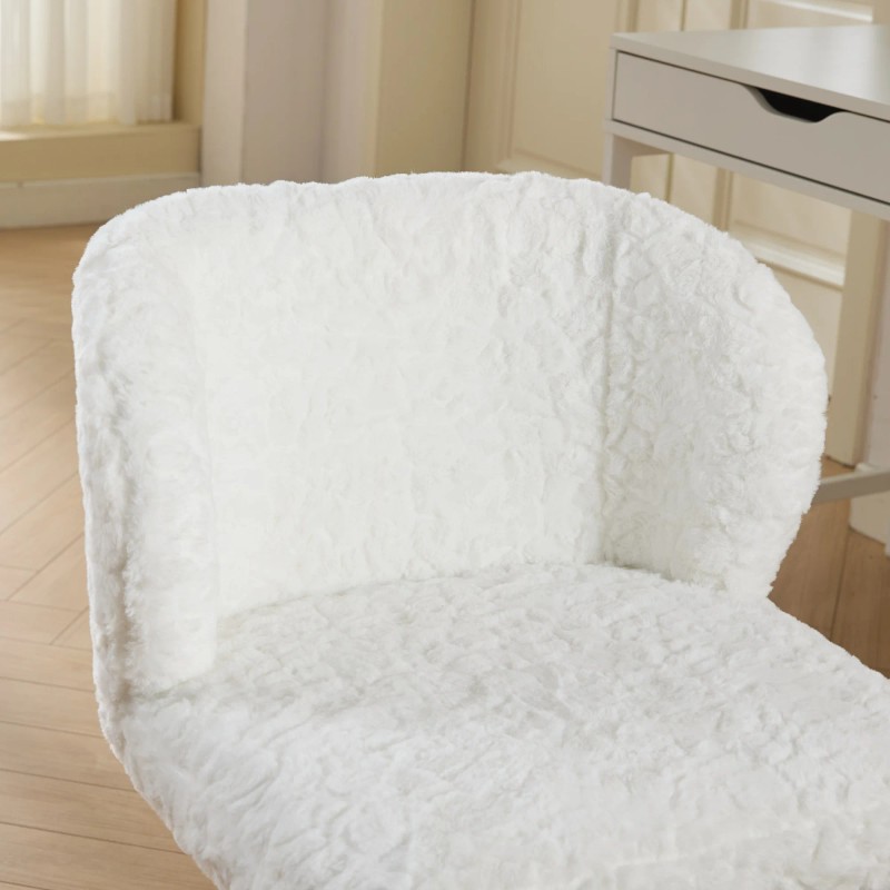 Artificial Rabbit Hair Chair with Metal Base,Adjustable Desk Chair Swivel