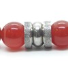 Ethnic men's bracelet in red carnelian beads and central stainless
