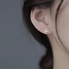 Women's Silver Cubic Zirconia Stud Earrings, Hypoallergenic, Simple Earrings, For
