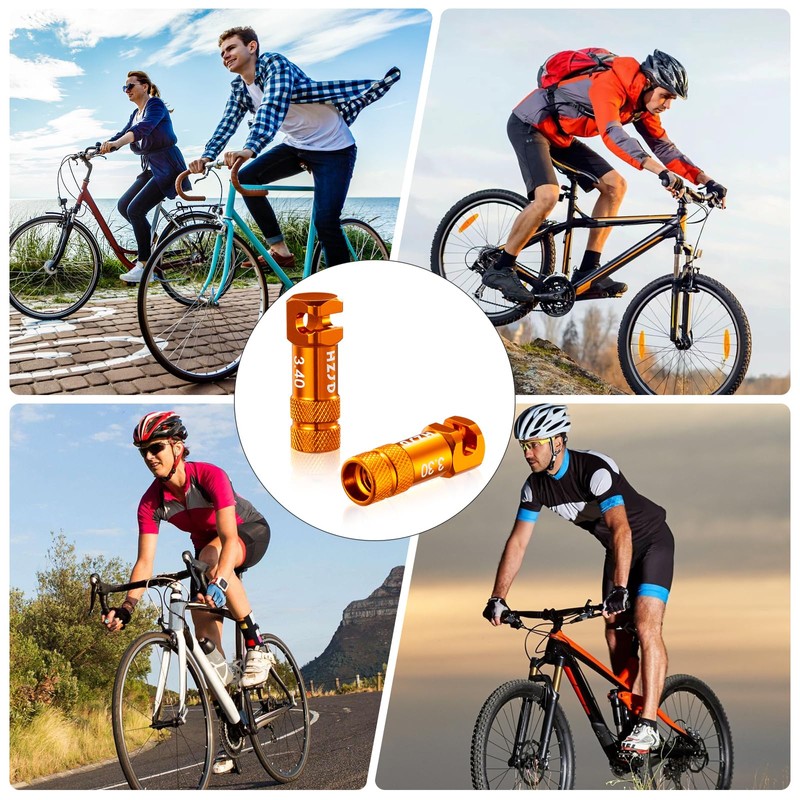 Bicycle Presta Valve Caps Orange with Integrated Spoke Removal Function