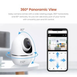 Two Way Audio Alarm 360 IP Baby Pet Cam Smart tuya Wireless Baby Sleep Monitoring Camera 1080P WiFi Audio Video Baby Monitor (WS-Q5)