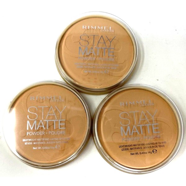 (3) Rimmel Stay Matte Powder New In Packaging 0.49 oz Each 006 - Warm Beige