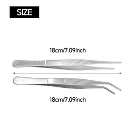 Joyangy 4-Pack 7" Stainless Steel Tweezers, Precision Serrated Straight and Curved Tip for Cooking/Crafts/Terrarium (Non-Slip)