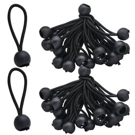 Fahibin 50 pcs Bungee Balls Cords,4 inch Bungee Balls Small,Elastic Bungee Straps Short,Bungee Cord with Balls for Tarpaulins, Camping, Boat Shelters, Marquees, Garden