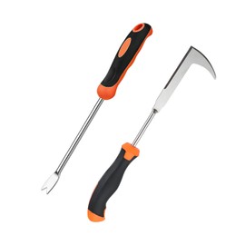 Hand Weeder Tool 2 Pcs, Weed Cutter with Handle, Weeder Tool with Serrated Edge for Removing Moss and Weeds, Stainless Steel Weed Remover Tool Set for Weeding in Slab Joints